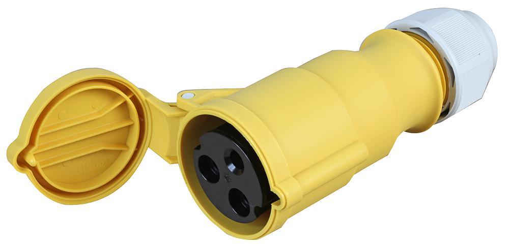 CEENORM 32A 110V CEE-aansluiting voor kabelmontage, 2P+E, Geel, IP44