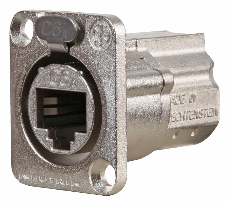 NEUTRIK RJ45 Cat6 Panel Mount Feedthrough Adaptor, Metal D-Shape