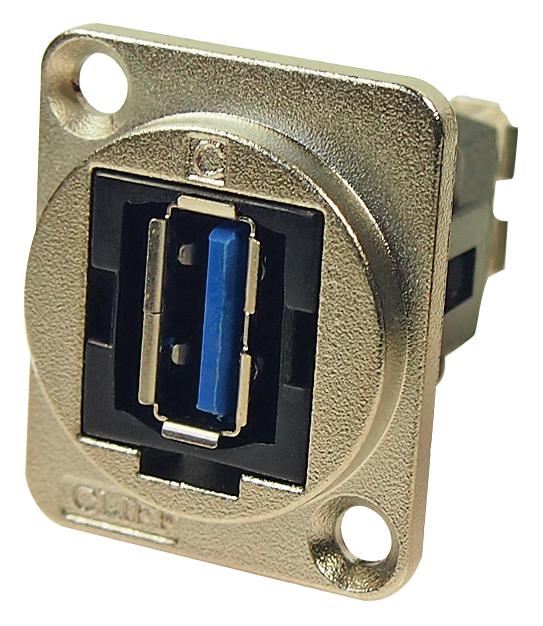 CLIFF Connecteur USB 3.0 A vers A embase panneau métallisé argenté