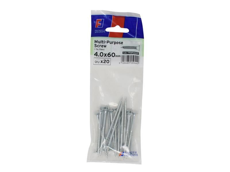 ForgeFix Skru Pelbagai Guna Pozi CSK ST ZP 4.0 x 60mm - 20 Keping