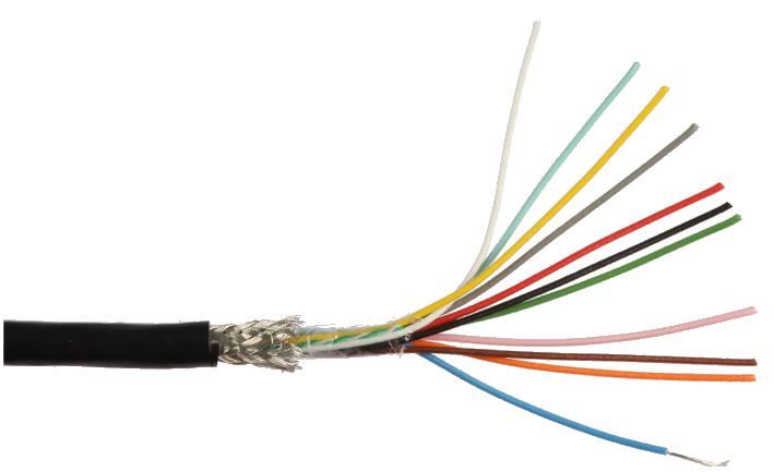 MULTICOMP PRO 12-Core Screened Cable, 0.1mm, Black, 25m