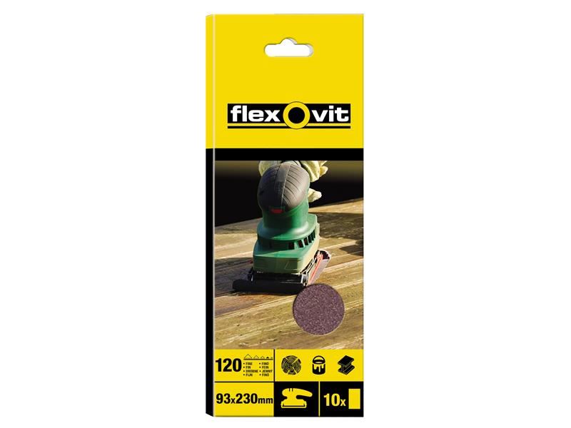 Flexovit Hojas de Lijado 1/3, Óxido de Aluminio, Grano 80 (Paquete de 10)