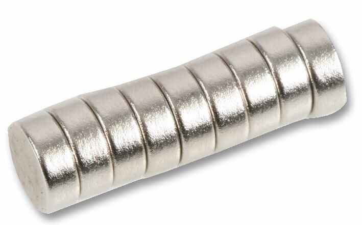 Duratool Magneti a Bottone Niquelati 8mm x 3mm - Neodimio (Confezione da 10)