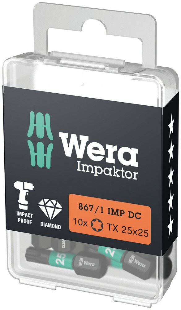 Wera 867/1 IMP DC TORX® DIY Impaktor Bits, TX 30 x 25mm, 10pc
