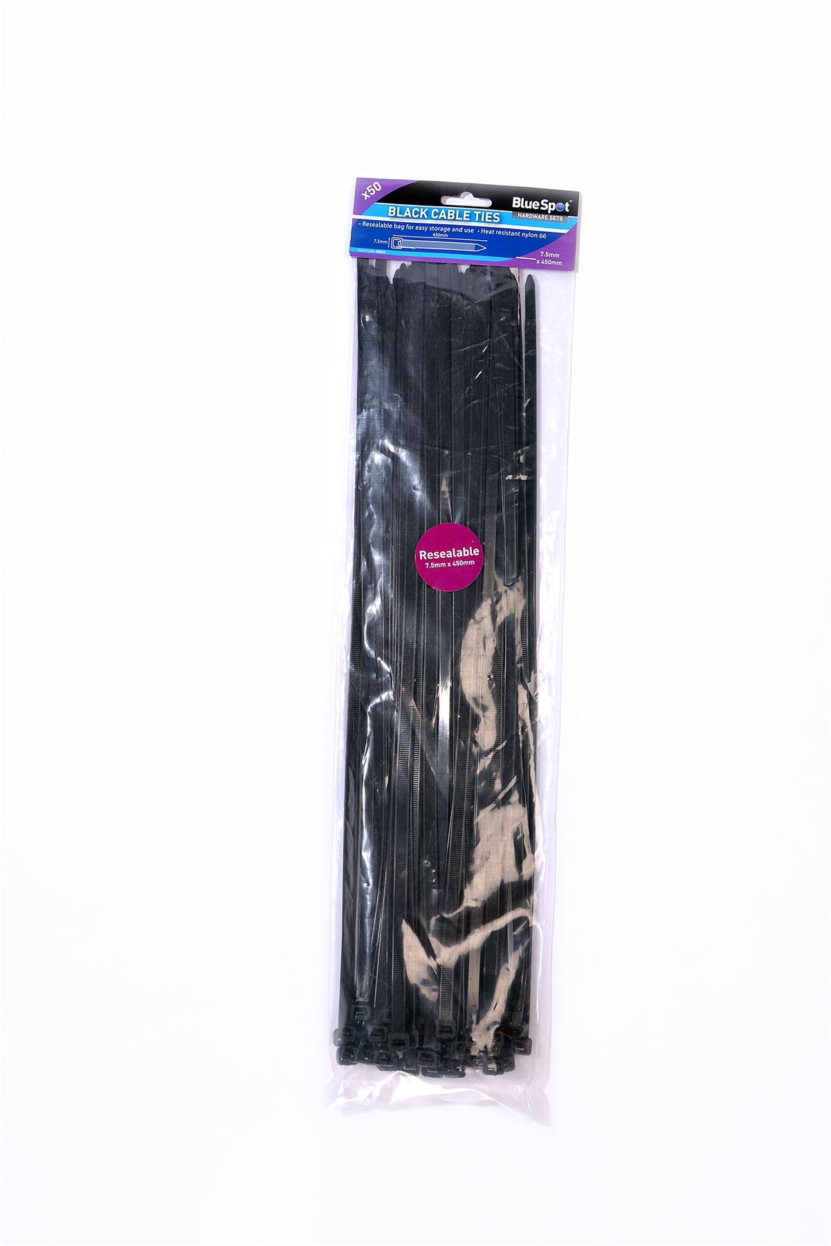 Blue Spot Tools 50-Pack 7.5mm x 450mm Black Cable Ties