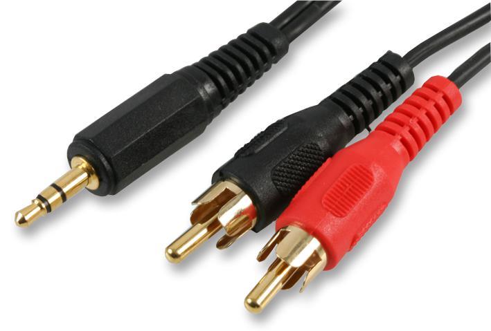 PRO SIGNAL 3.5mm Stereo Jack to 2x RCA Lead, Gold Plated, 15m Black