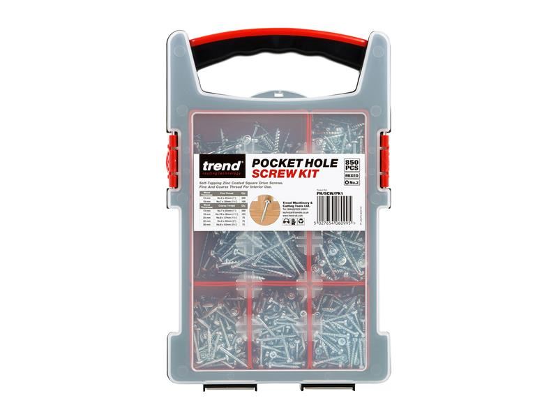 Trend 850-Piece Pocket Hole Screw Selection, Zinc Coated