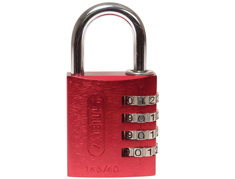 ABUS 145/40 Aluminium Combination Padlock, 4-Digit, Red