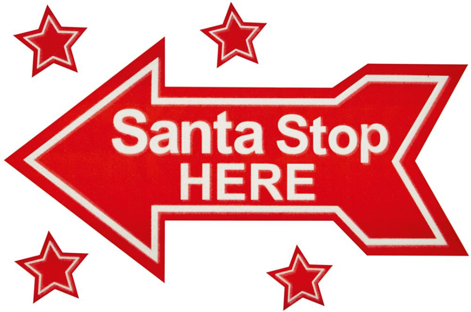 PREMIER Décoration de Noël - Autocollant Fenêtre 'Santa Stop Here', Rouge et Bl