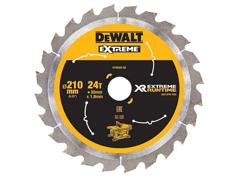DEWALT XR FlexVolt Tafelzaagblad 210mm x 30mm, 24T, voor zaagwerk