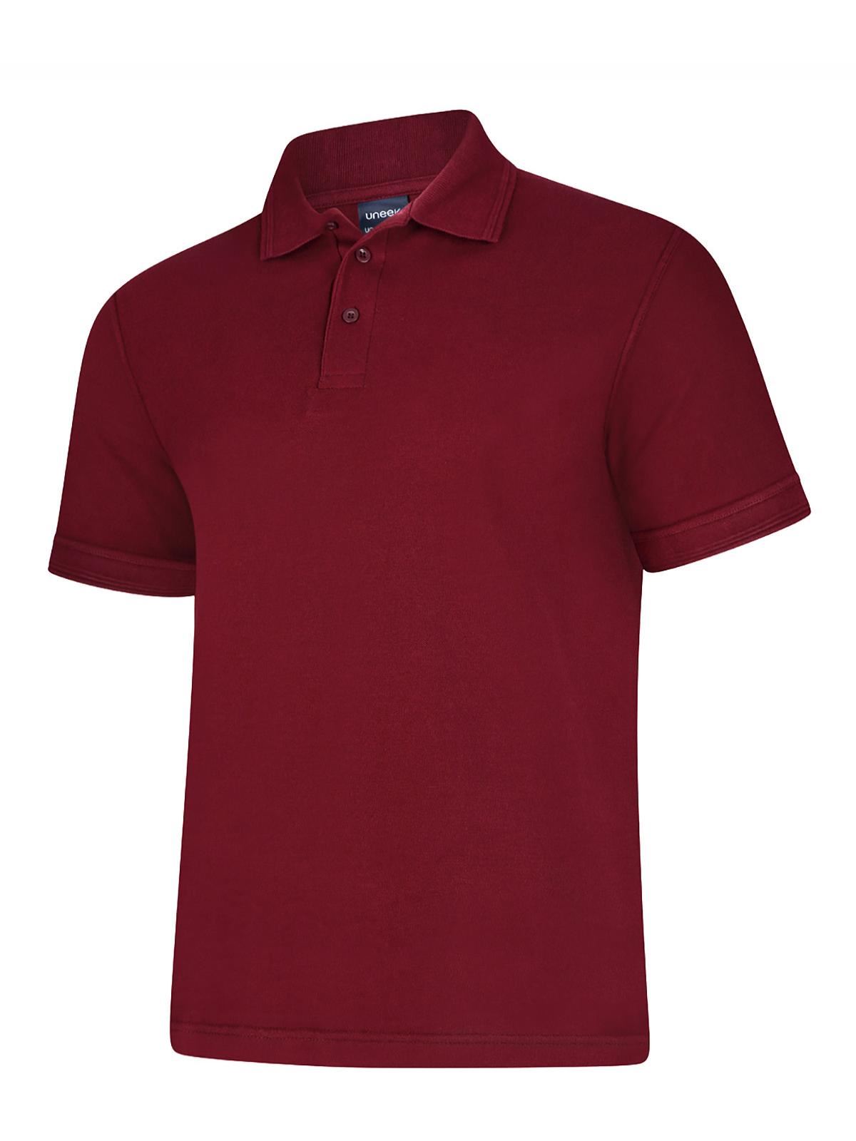 Uneek Unisex Deluxe Polo Shirt - 50% Poly 50% Cotton - Maroon - XS
