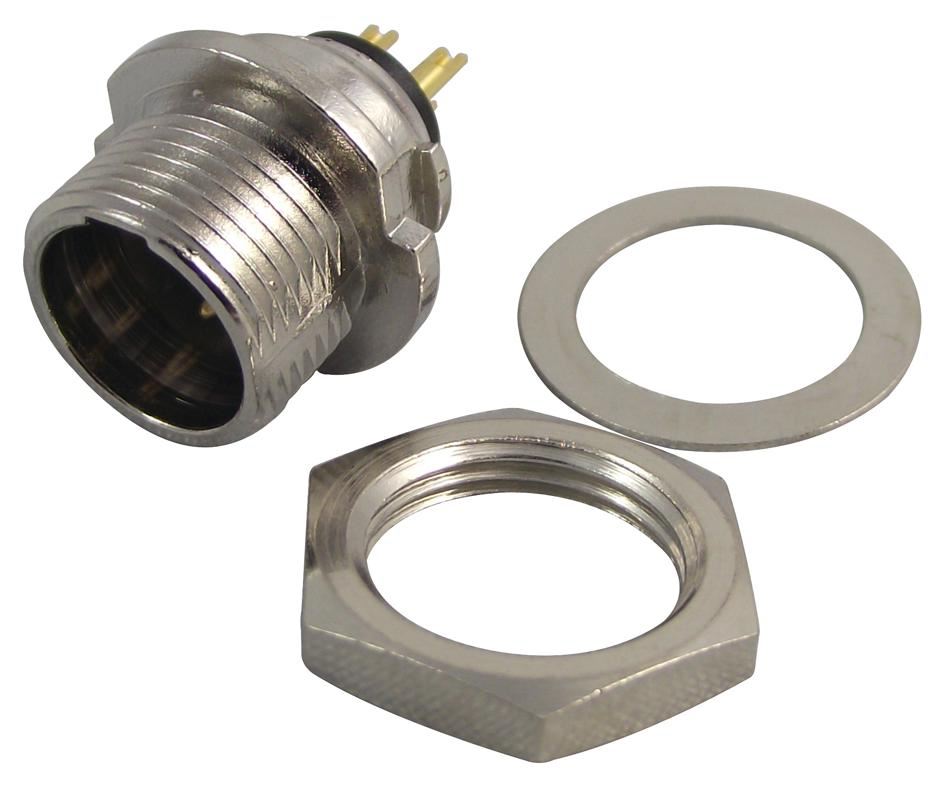 REAN Connettore Mini-XLR a 3 Poli da Pannello, Filettatura Oro
