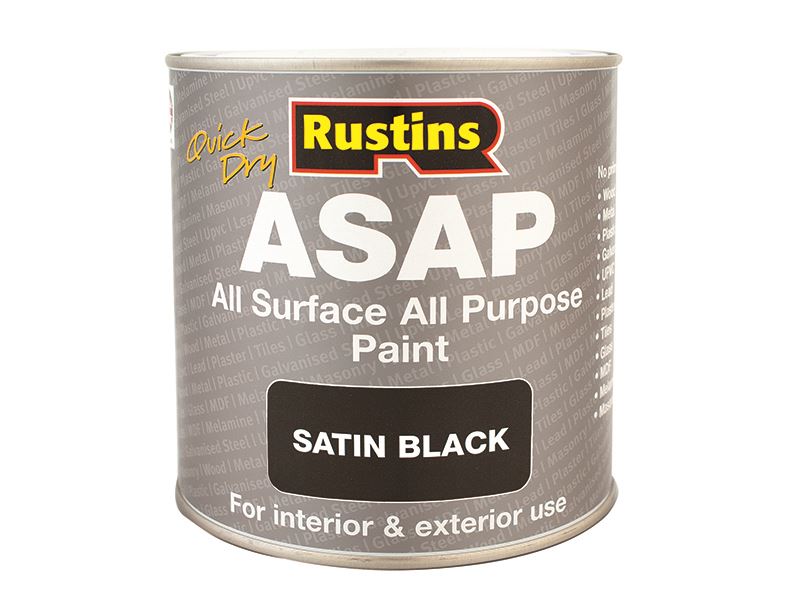 Rustins ASAP Quick-Drying Paint Black, 1 Litre