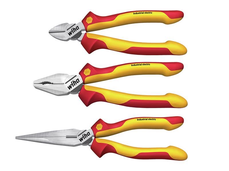 Wiha 3-Piece Industrial Electric Pliers Set
