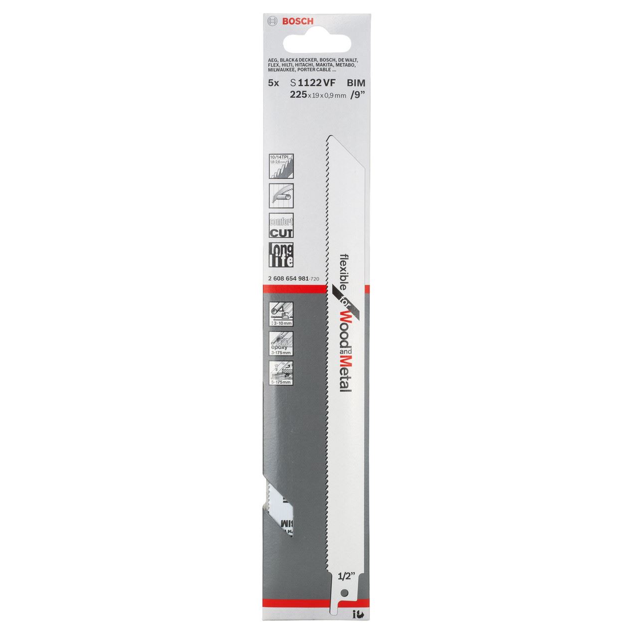Bosch - Sliogáin Só Saothair Sócmhaineacha S1122VF, Adhmad agus Miotal, 225mm (