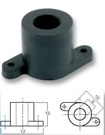 HiLo Rubber Microfooncartridgehouder voor 6mm Electret