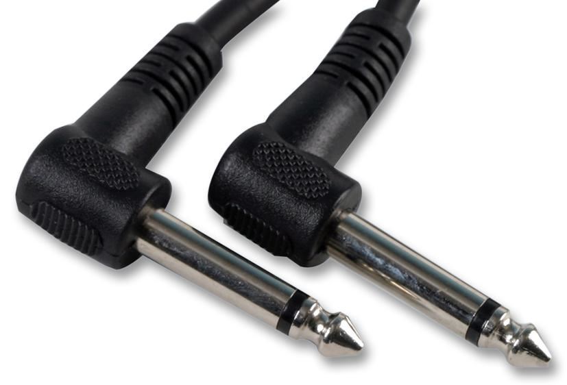 PRO SIGNAL 6.35mm Right Angled Mono Jack to Right Angled Jack Lead, 1m