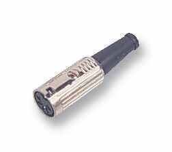 Deltron Enclosures 6-Pin DIN Line Socket, Cable Mount, Silver-Plated