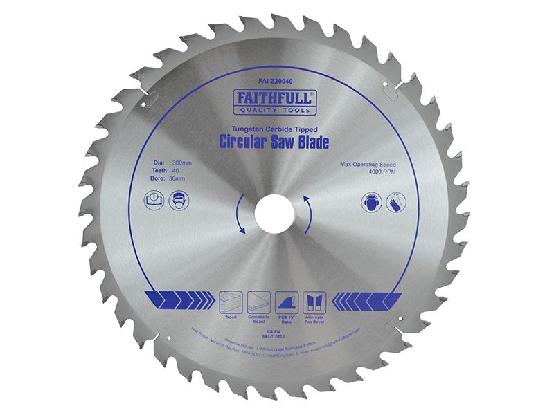 Faithfull TCT Cirkelzaagblad 300mm x 30mm boring, 40T POS