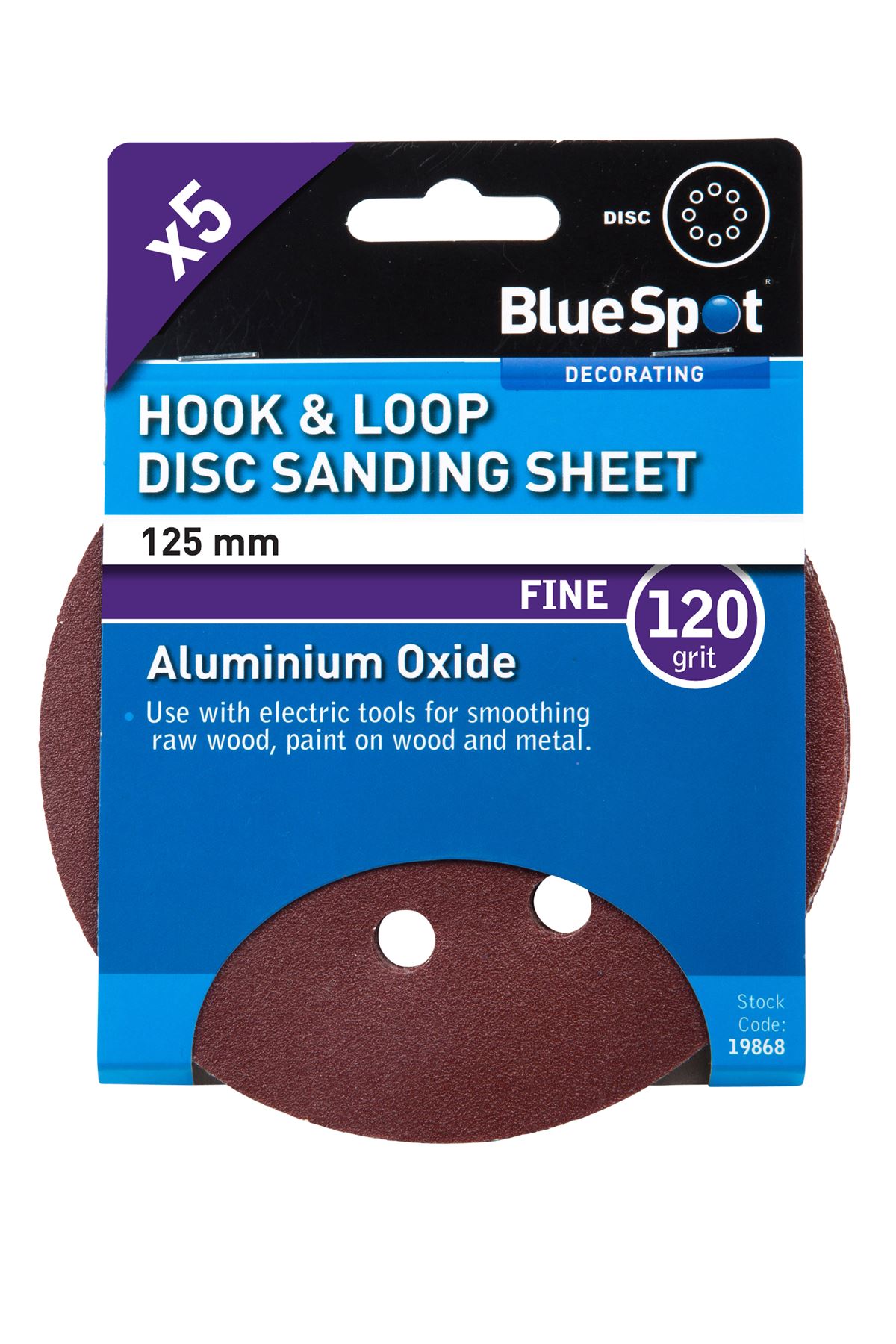 Blue Spot Tools 125毫米 5片裝 120號砂紙打磨碟