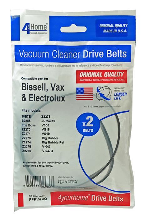 4 YOUR HOME 진공 청소기 드라이브 벨트 2개 세트 (Bissell, Vax, Electrolux 호환)