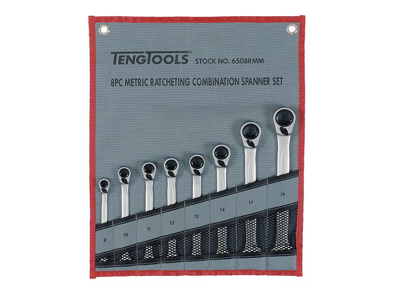 Teng Ratcheting Combination Spanner Set, 8-Piece, 8-19mm