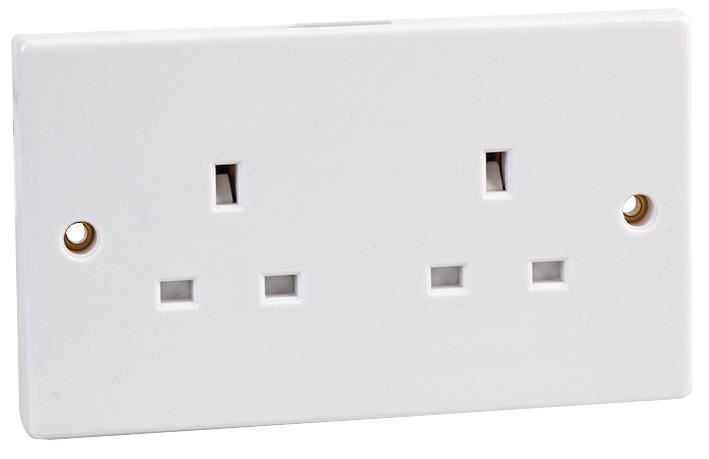 Pro Elec Presa Elettrica Doppia Non Commutabile, Bianca, 13A