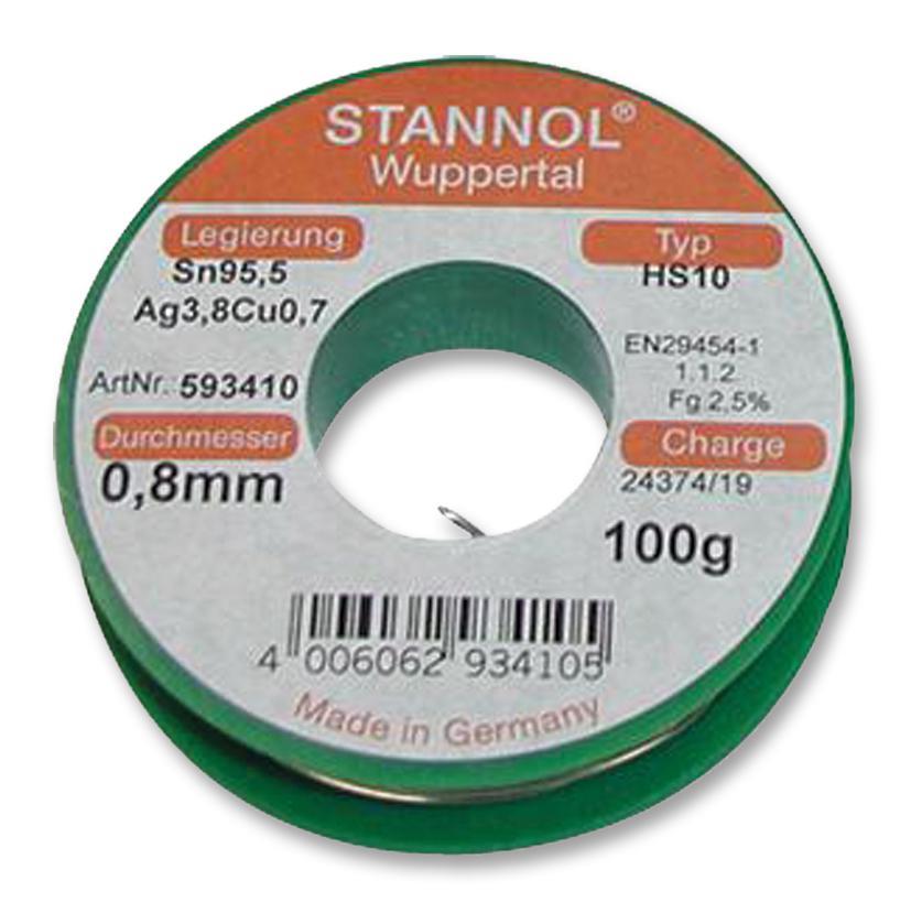 STANNOL Συρμάτινο Καλώδιο Χωρίς Μόλυβδο 0,8mm, 100g, Σημείο Τήξεως 217°C