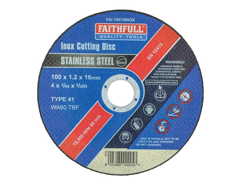 Faithfull Inox 절단 휠 100 x 1.2 x 16mm, 알루미나 산화물