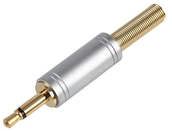 Connecteur jack PRO SIGNAL 3,5 mm 2 pôles, plaqué or, métal avec gaine de renfo