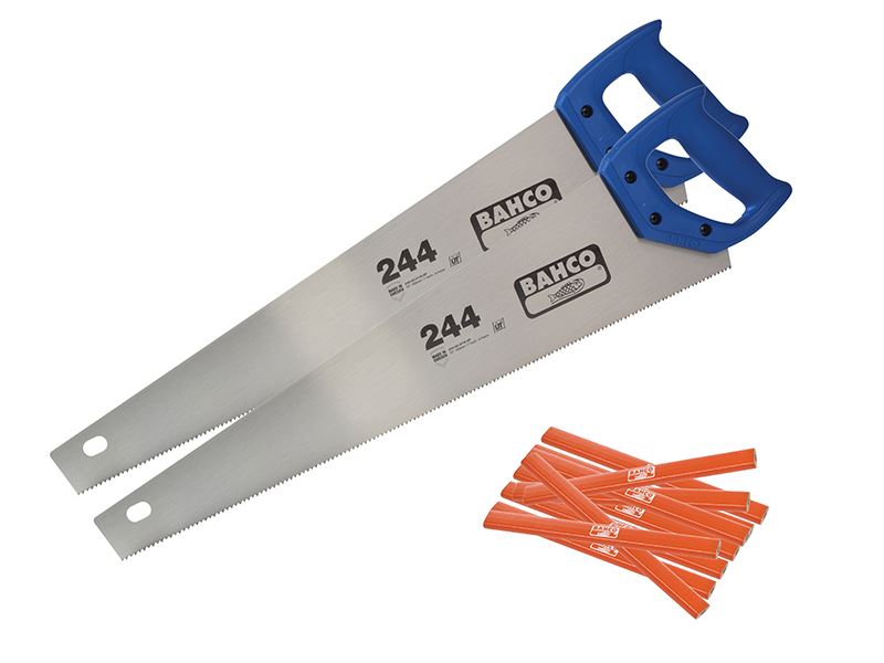 Bahco 244 Hardpoint Handsaw 550mm (22in) & 10 HB Pencils