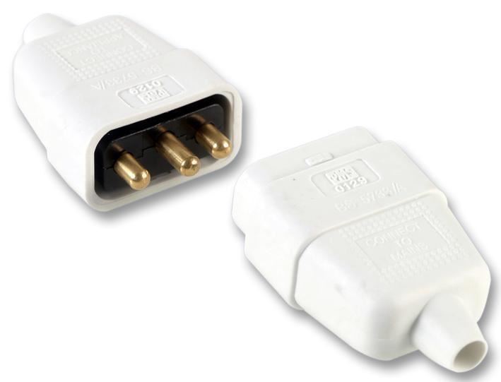 PRO ELEC 10A 화이트 3핀 인라인 고무 커넥터