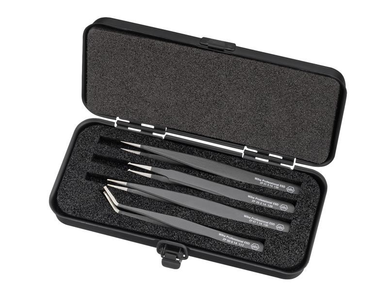 Wiha Professional ESD SMD Tweezer Set, 4-Piece