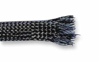 PRO POWER 4mm-10mm Expandable Braided Sleeving, Black, 10m