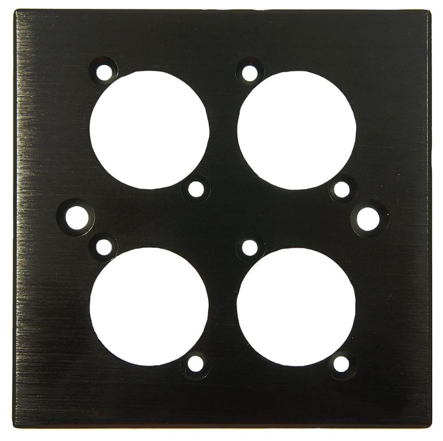 CLIFF 4-Way XLR Faceplate, Black Aluminium, 4 Modules