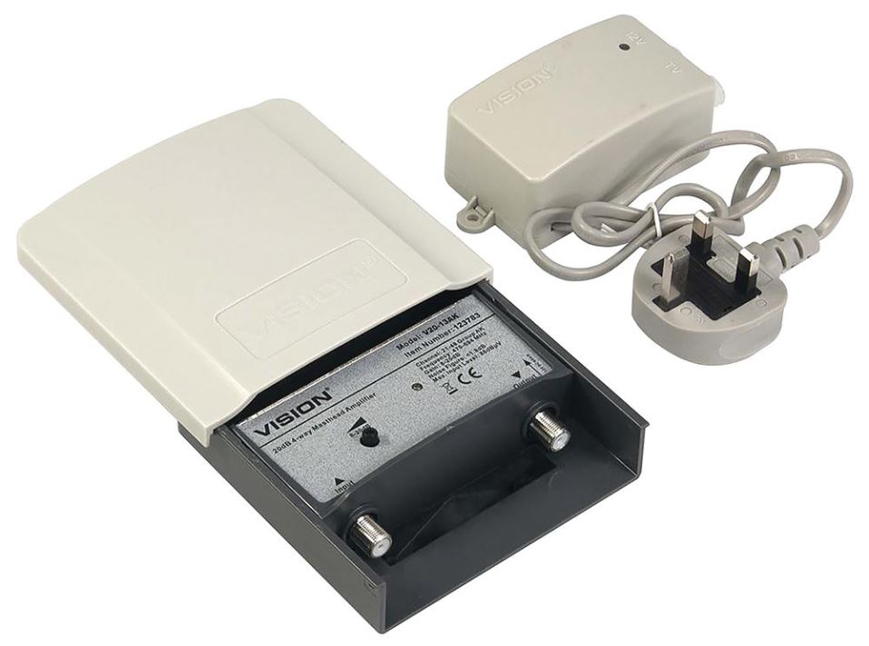 VISION Kit Amplificatore Testa d'Albero V20-13AK Regolabile, 3-13dB, Gruppo AK