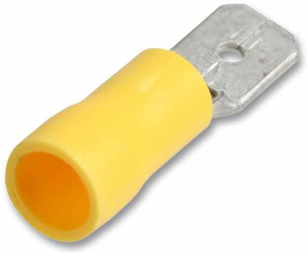PRO POWER Push On Blade Crimp Terminal, Yellow, 48A, 100 Pack