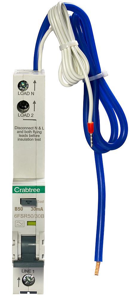 CRABTREE Loadstar 50A 30mA 単極RCBO Bカーブ 6kA
