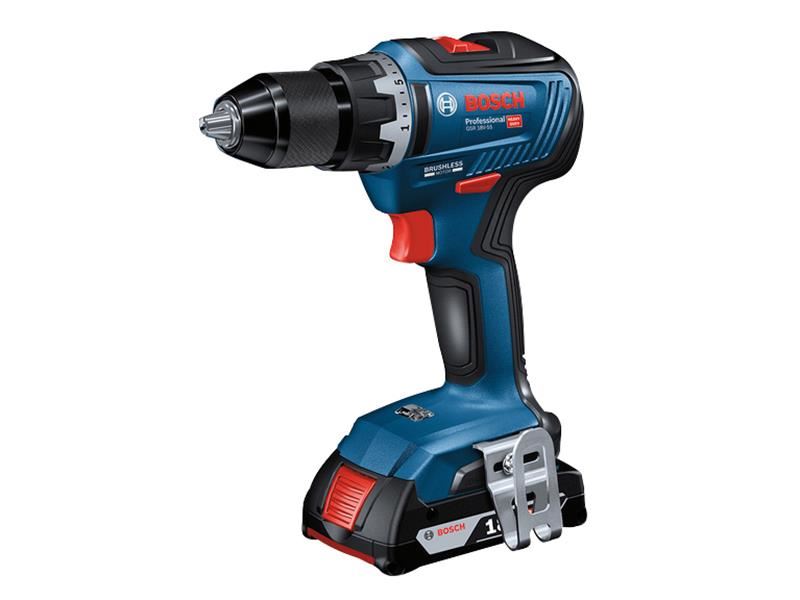 Bosch GSR 18V-55 Ασύρματο Τρυπάνι, Χωρίς Ψήκτρες, 2x2.0Ah