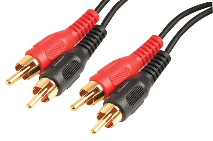 PRO SIGNAL - Cábla Fuaime 2x RCA Fireann go 2x RCA Fireann, 5m Dubh