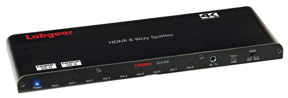 Répartiteur HDMI 8 voies 4K LABGEAR 2.0, HDCP 2.2