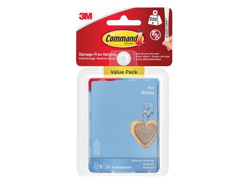 Command Clear Mini Hooks Value Pack (18 Hooks)