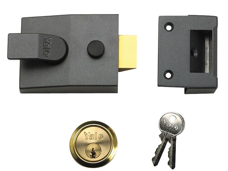 Yale 91 Basic Nightlatch 60mm Backset, Dark Metallic Grey