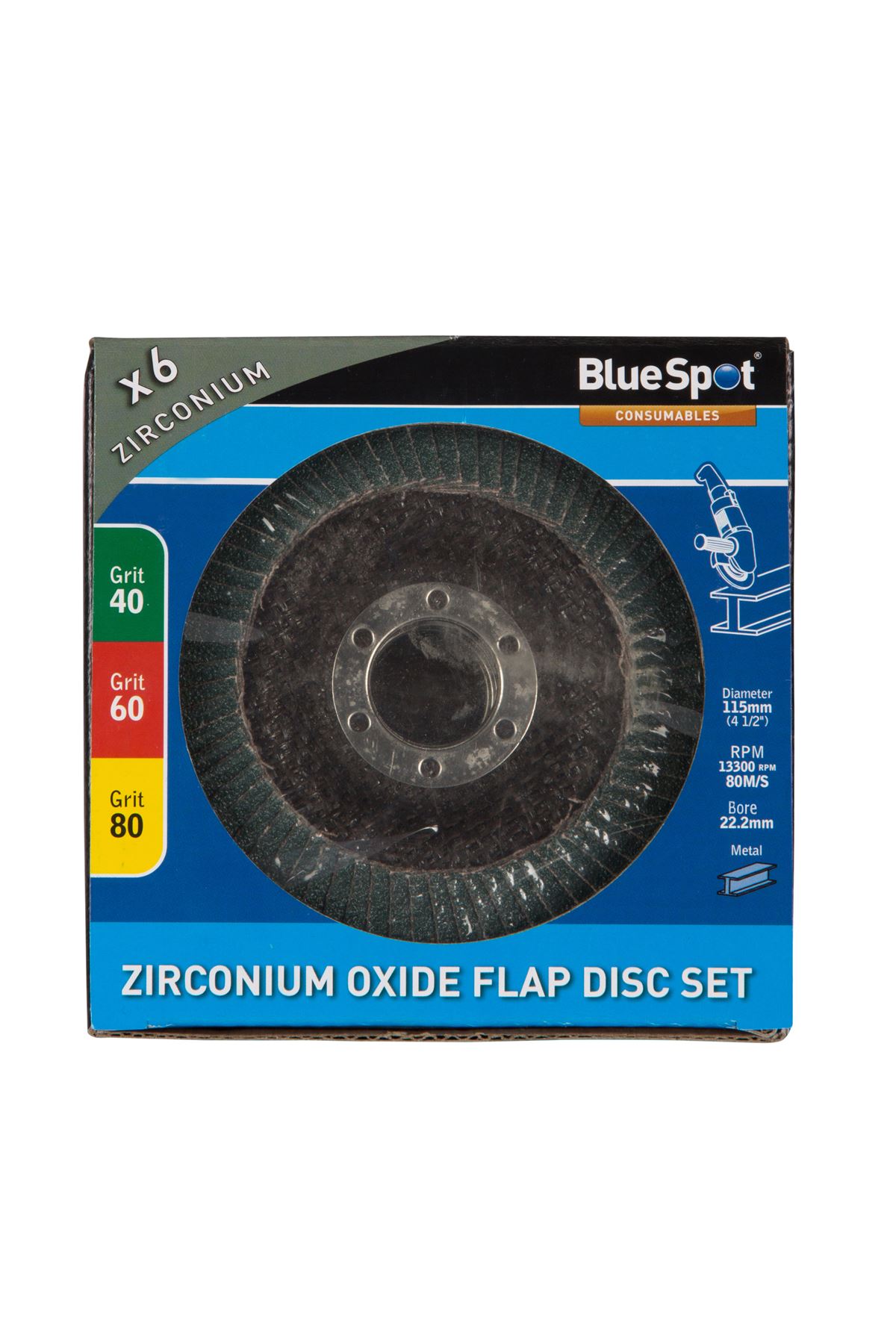 Blue Spot Tools - Tacair 6 Píosaí d’Dioscaí Sceithe Ocsaíd Siorcóniam 115mm