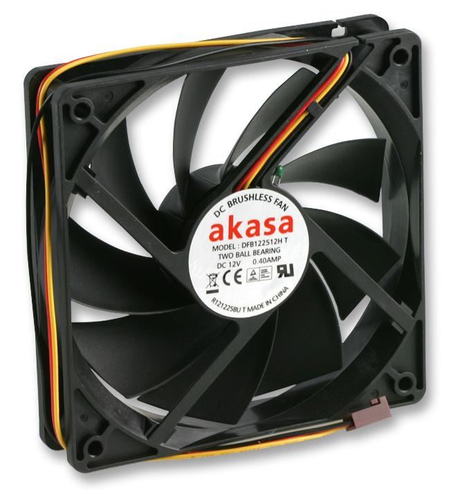 AKASA 12V DC 3-pinový chladič do PC skříně s automatickou regulací otáček, 120x
