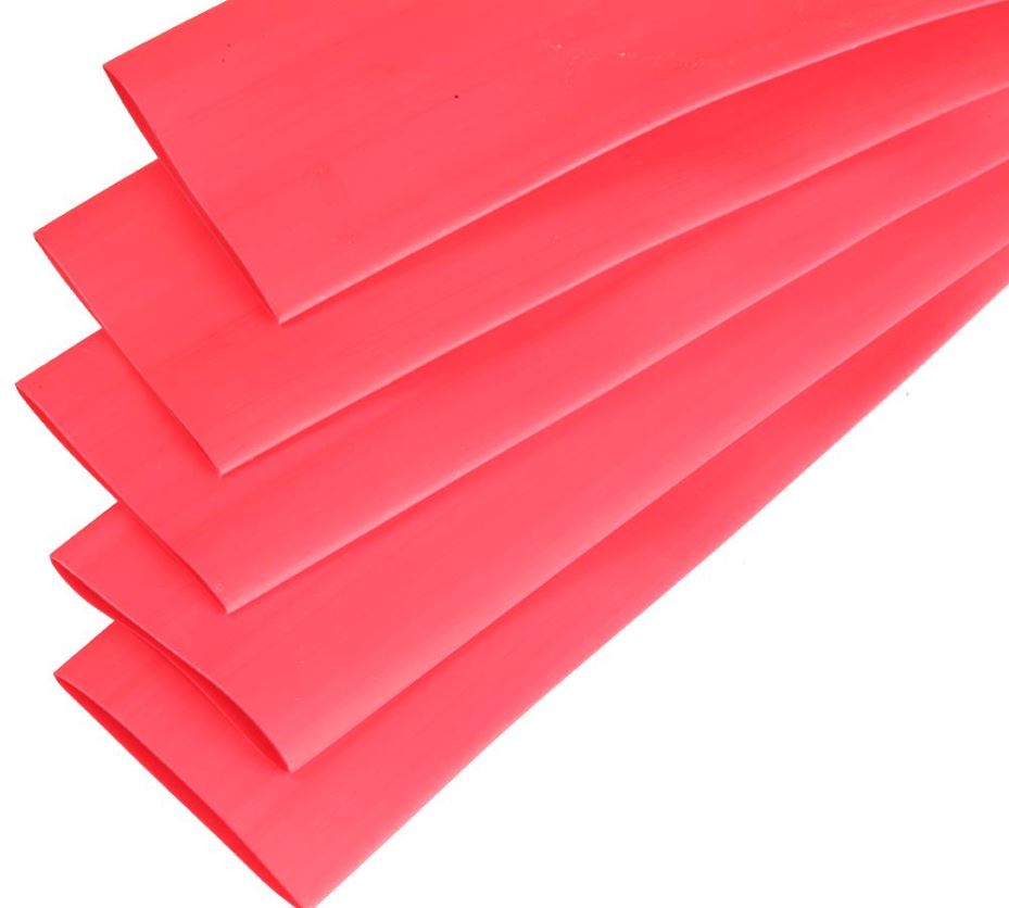 PRO POWER Kit de Termorretráctil 2:1, Poliolefina, Rojo, 25.4mm x 1m (5 Unid.)