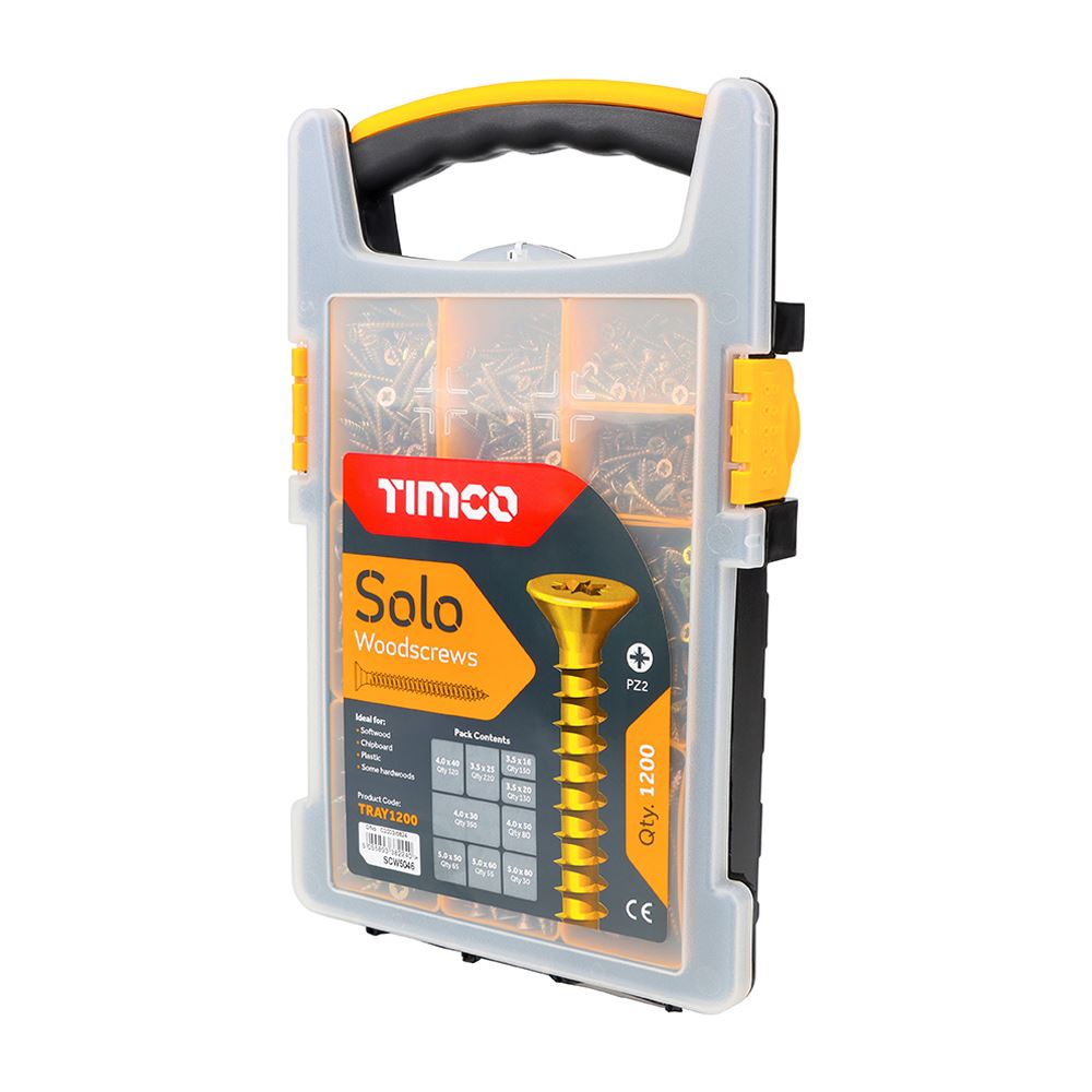 Timco Solo Wood & Chipboard Screws, PZ Double Countersunk, 1200pcs