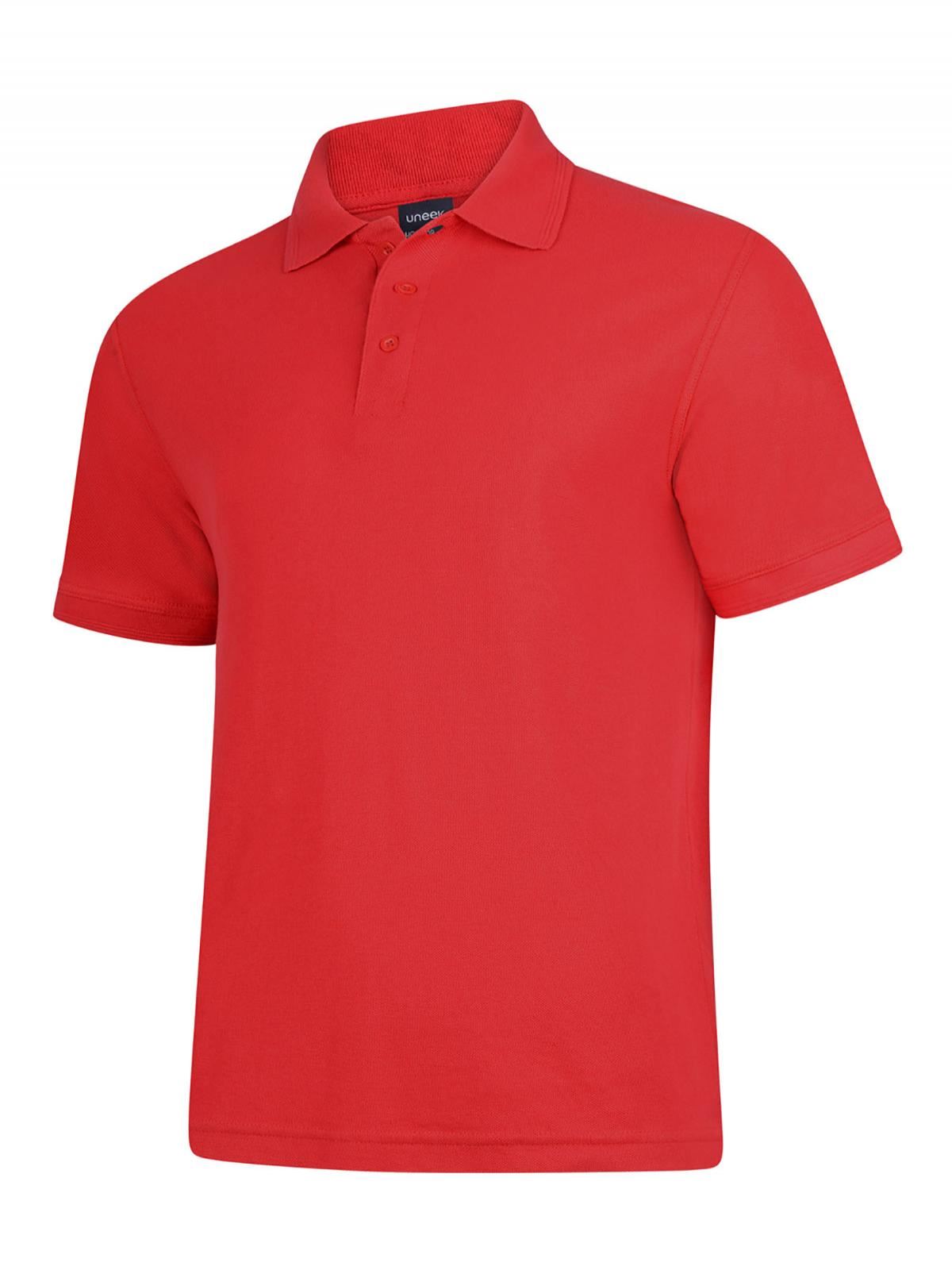 Uneek Deluxe Unisex Polo Shirt - 50% Polyester, 50% Cotton - Red - XS