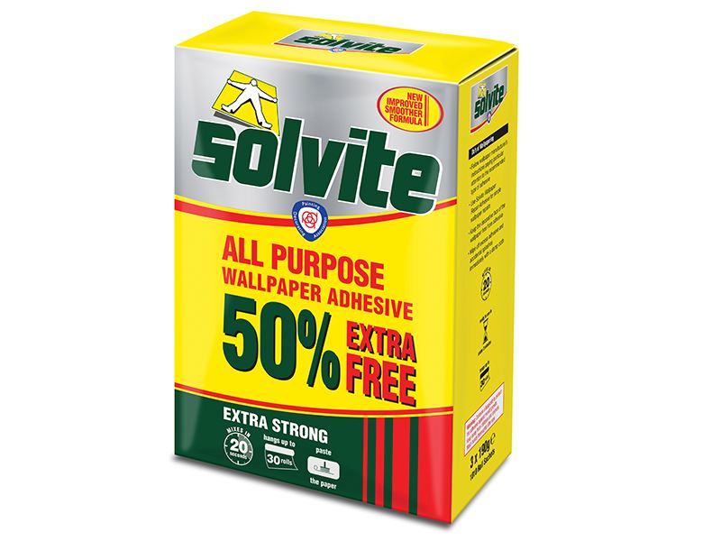 Solvite Alles-in-één Extra Sterk Behangplaksel - 20 Rollen Doos + 50% Extra