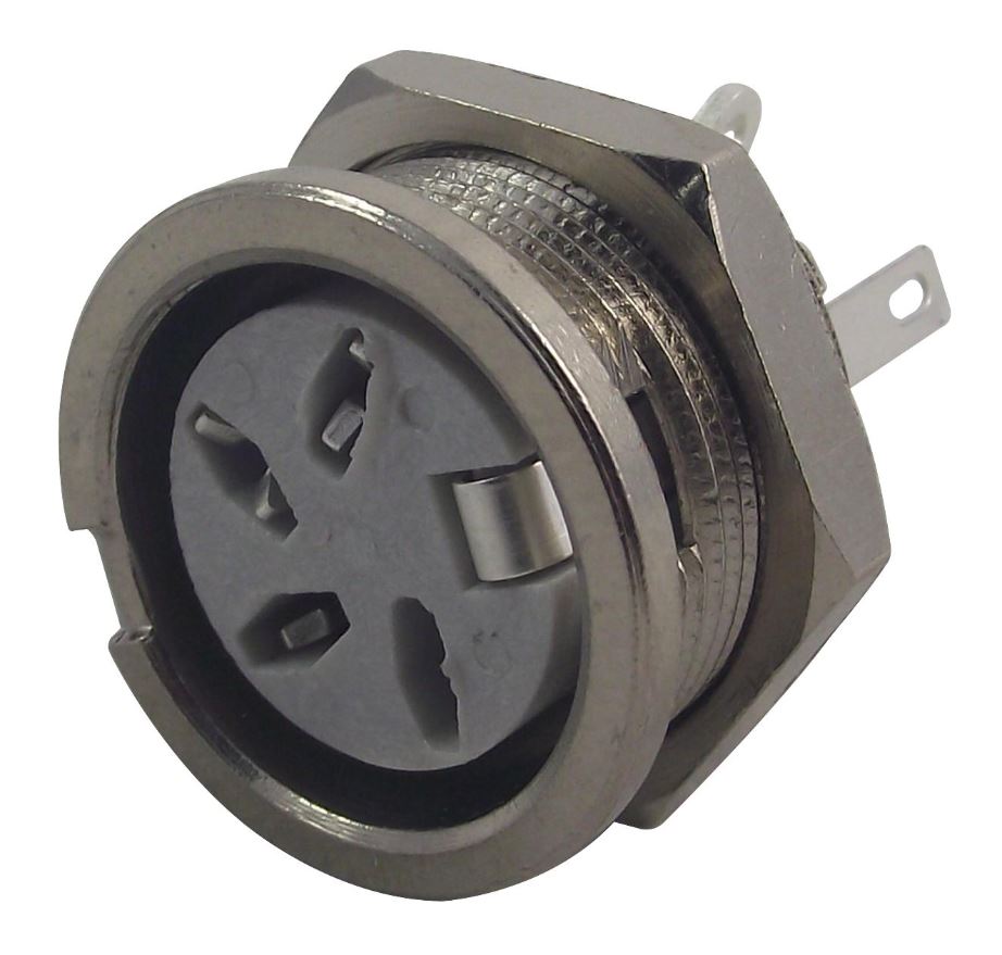 DELTRON Enclosures 4-Pin Panel Socket, DIN, Silver Plated Contacts